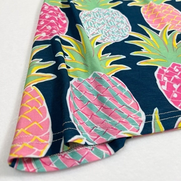 SIMPLY SOUTHERN Preppy Tropical Bell Sleeve Colorful Pineapple Mini Dress Size S - Picture 8 of 13